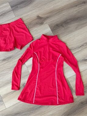 SHEIN Red althetic dress with Matching shorts